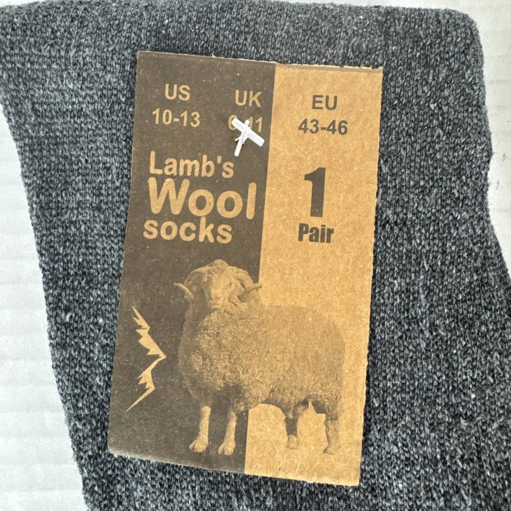 Lamb's Wool Blend Socks NEW Men's US 10-13 Lot of 2 Gray Orange Calf Length 1395